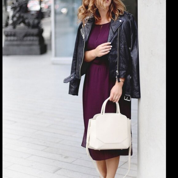 Aritzia Auxiliary Bega Leather Satchel Structured Bag Crossbody Shoulder Bag Tan - Picture 1 of 16